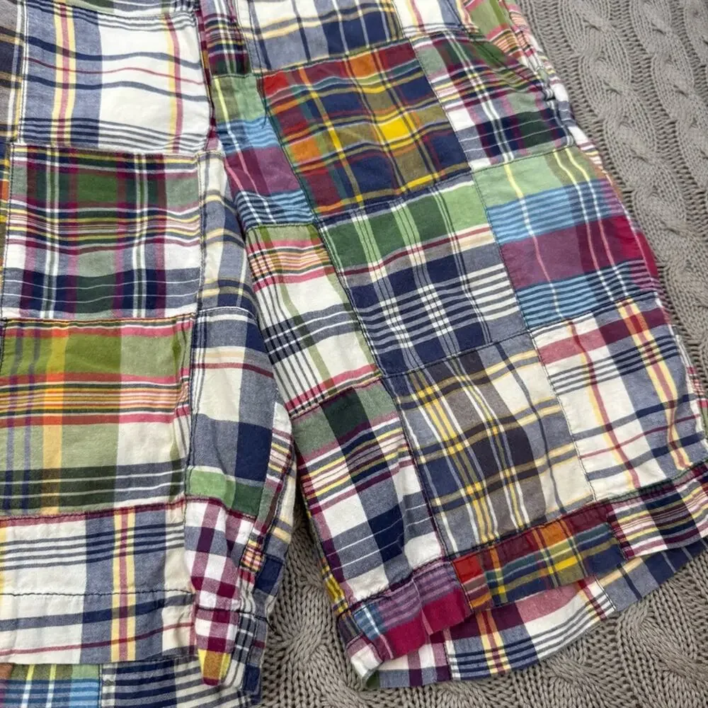 Ralph Lauren Vintage 90s Madras Patchwork Multicolor Plaid Kids Shorts ~ 12